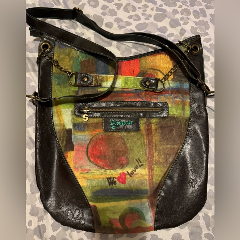 Desigual Artistic Crossbody Bag with Black Accents